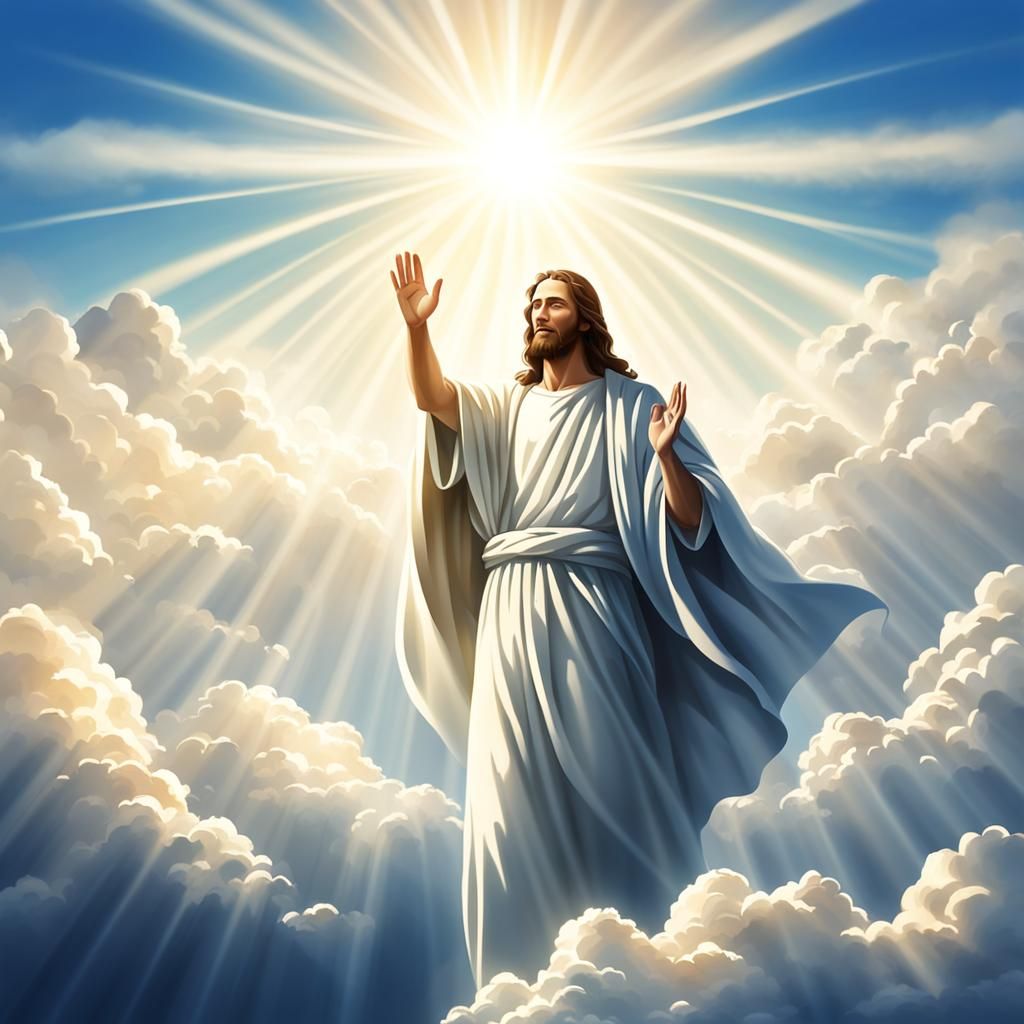 Jesus Christ Ascending to Heaven in Divine Light