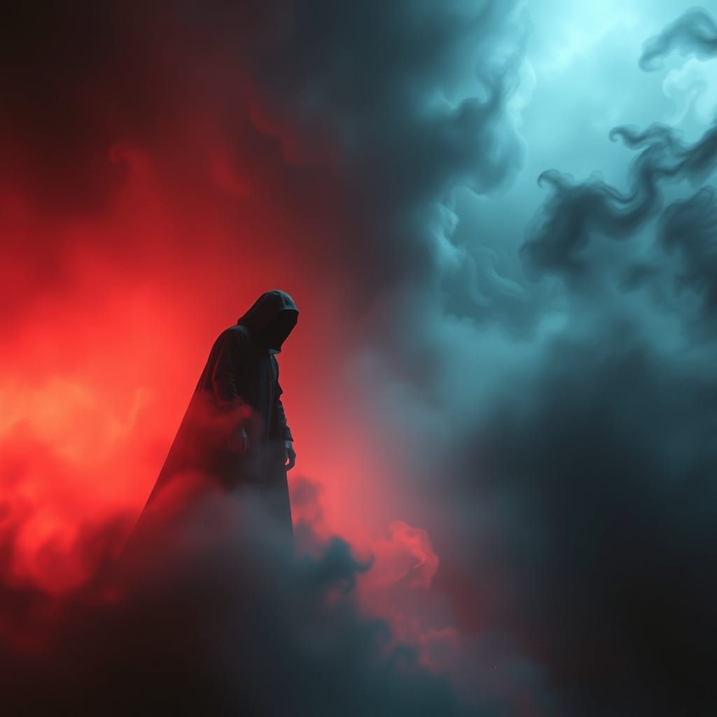 Mysterious Figure in Ominous Cyberpunk Atmosphere