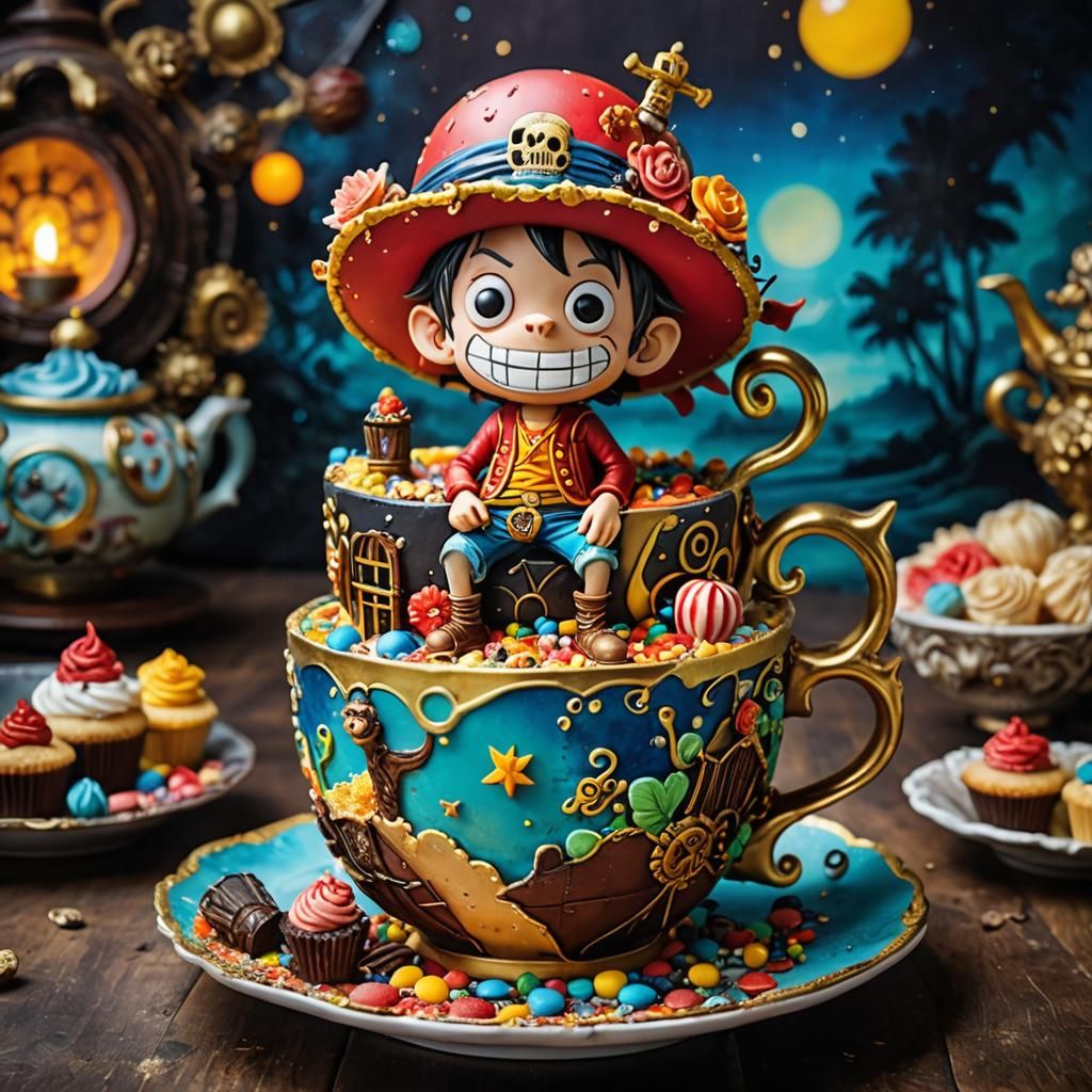 Monkey D. Luffy Cake Sculpture in Teacup