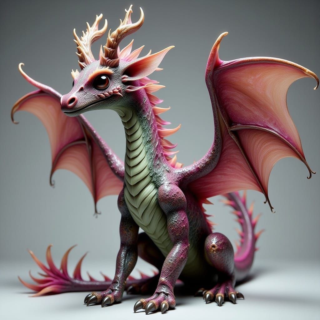 Stout Dragon with Mottled Hide, Detailed Matte Painting