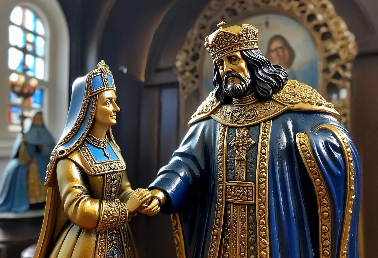 Tsarina Eudoxia and Peter the Great Resin Cast