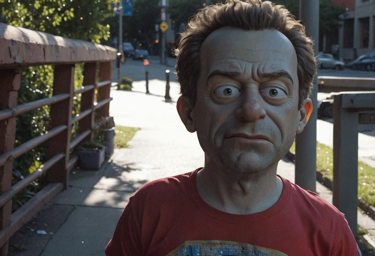 Homer Simpson as Cinematic Superhero in Springfield