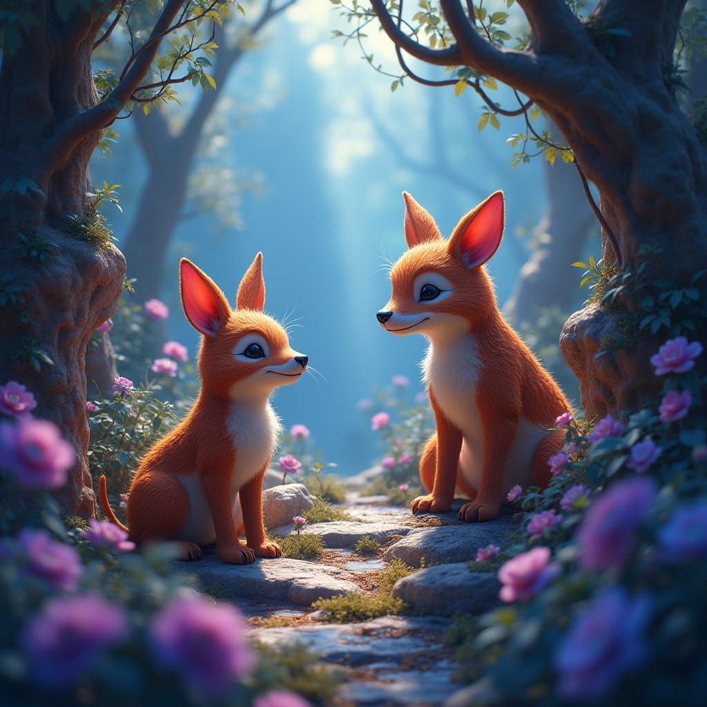 Whimsical Animal Realms in Vibrant Fantasy Landscapes