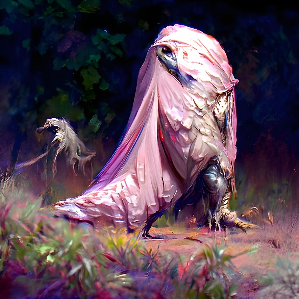 Cloaked Fantasy Creature in a Dark Landscape