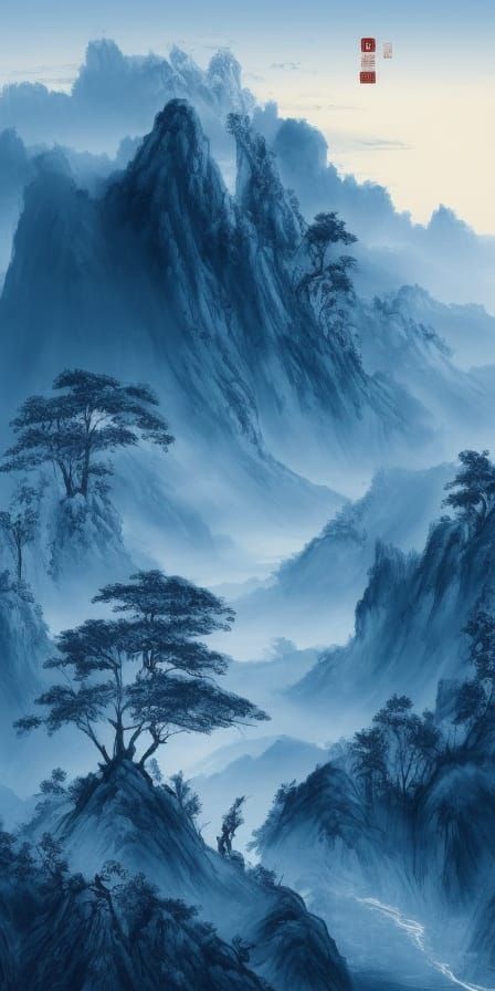 Classic Chinese Ink Landscape Painting