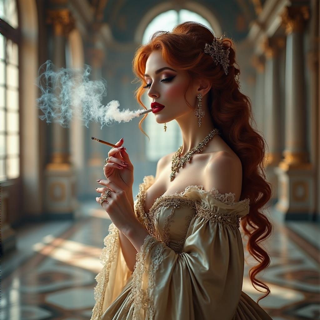 Regal Woman in Renaissance-Inspired Grandeur