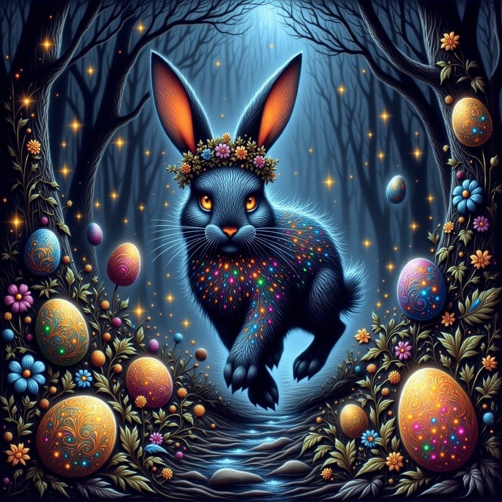 Mystical Easter Bunny in a Dreamlike Forest
