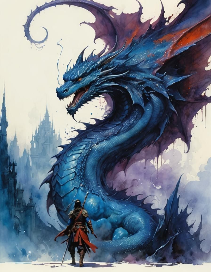 Majestic Blue Dragon in Ethereal Splendor