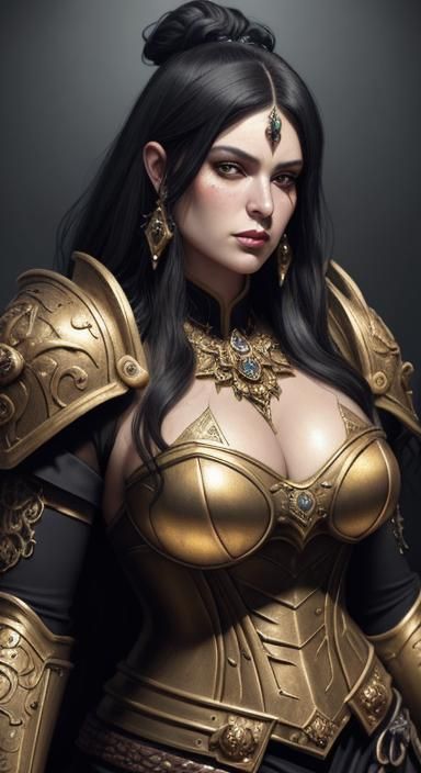 Dark fantasy illustration. Close-up portrait. A Warhammer 40...