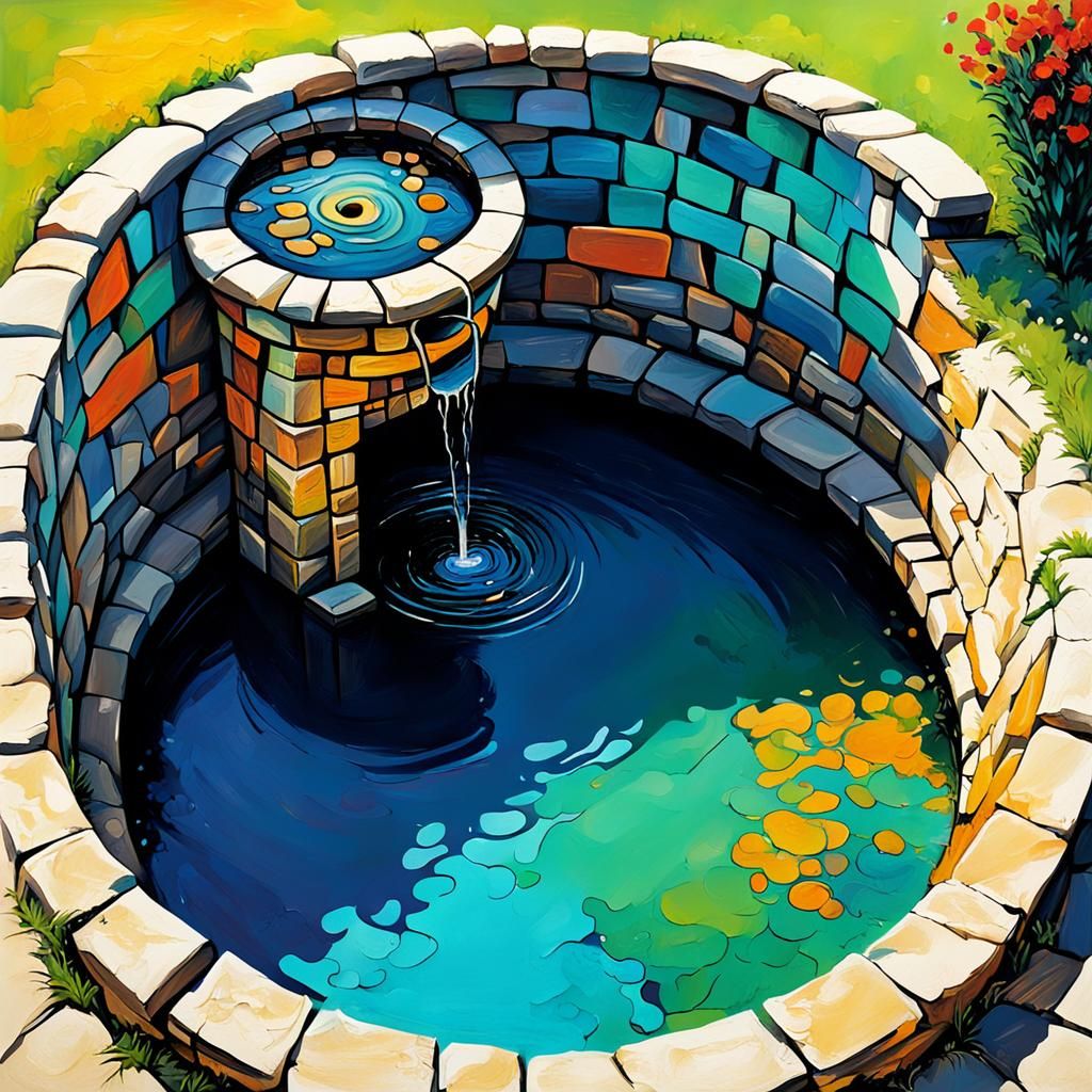Abstract Wishing Well with Complementary Colors