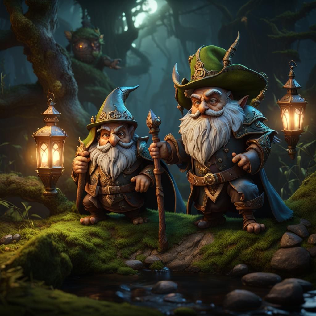 King, Fool, and Goblin in Swamp City: 3D Render