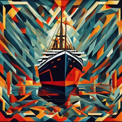 Mystical Ship Sails Through Aurora Borealis Sky