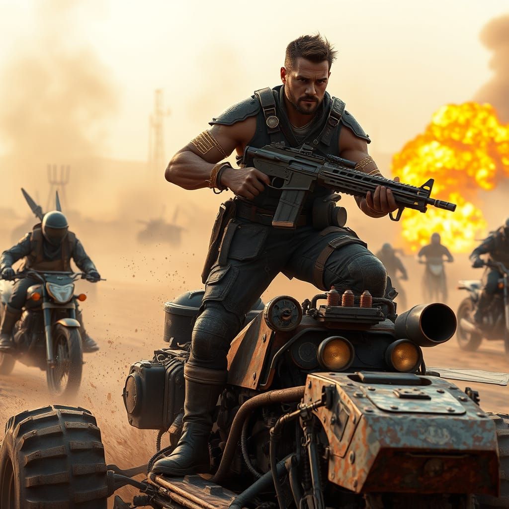 Steampunk Soldier in Post-Apocalyptic Wasteland