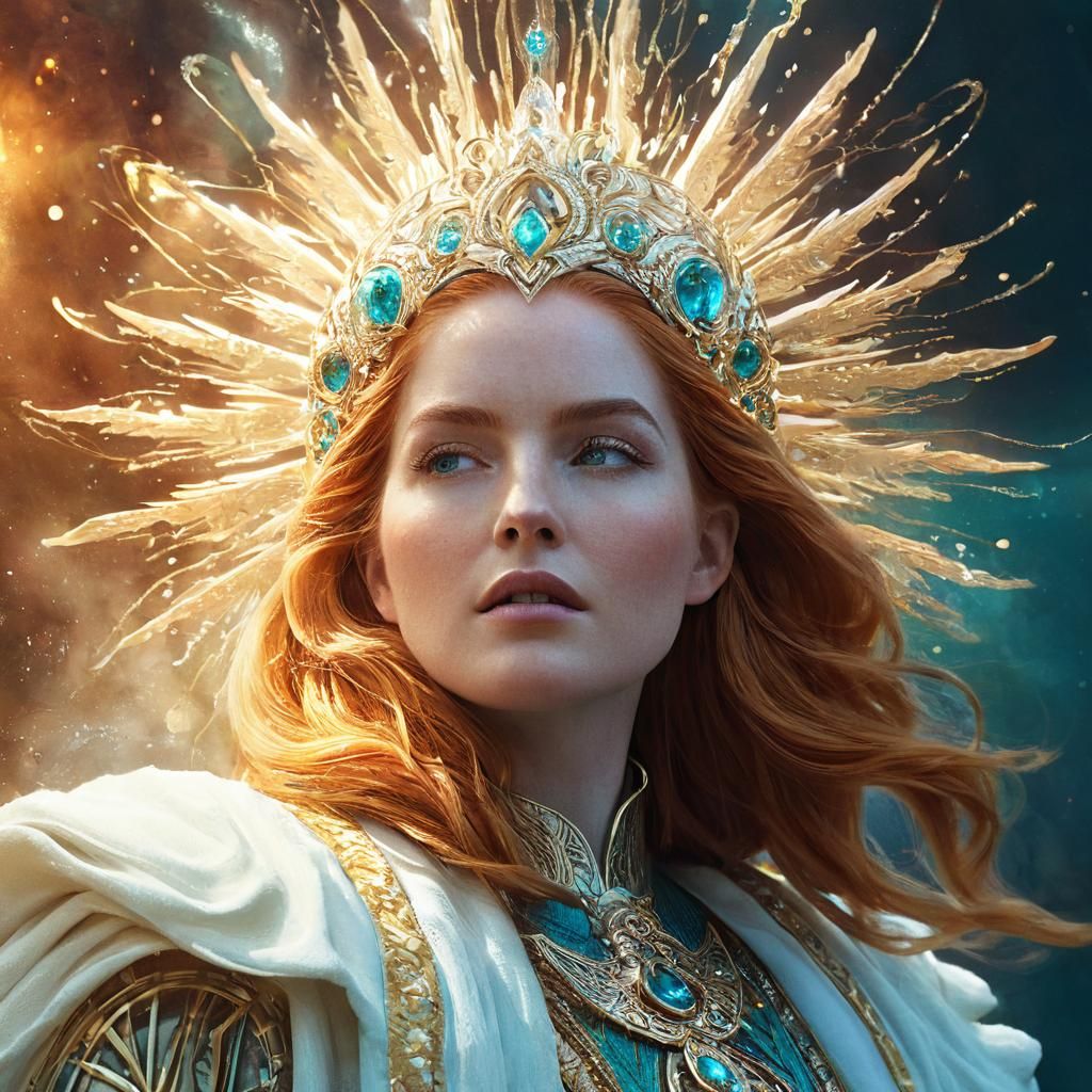 Wizard in Ethereal White Attire, Illuminated by Warm White R...
