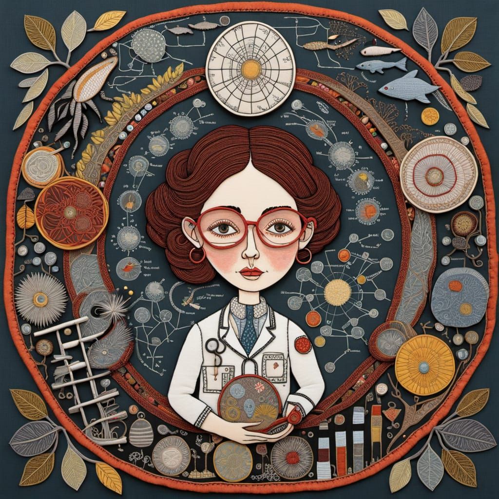Whimsical Textile Art of a Scientist at Work