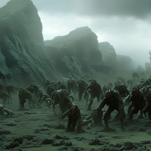 Grotesque Zombie Horde Digital Matte Painting