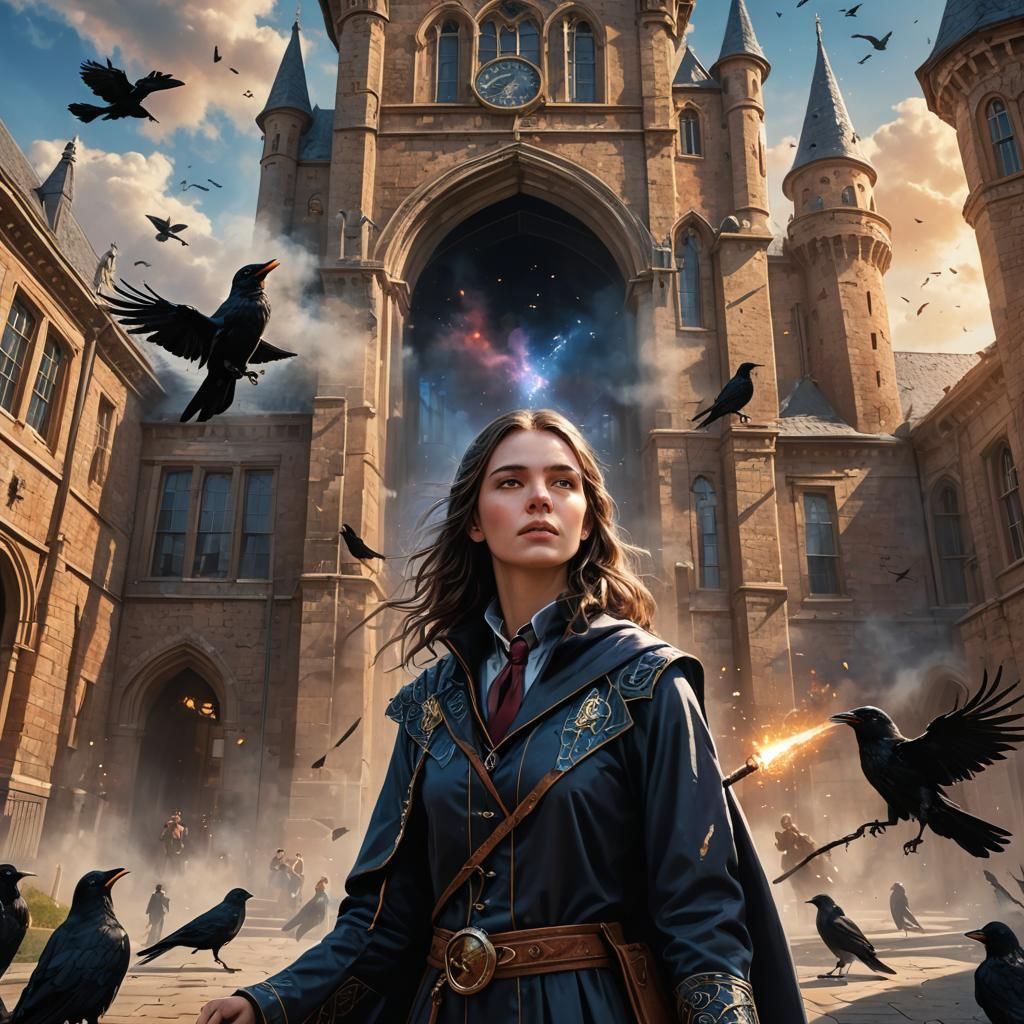 Young Wizards Arriving at School, Hyperrealistic Art