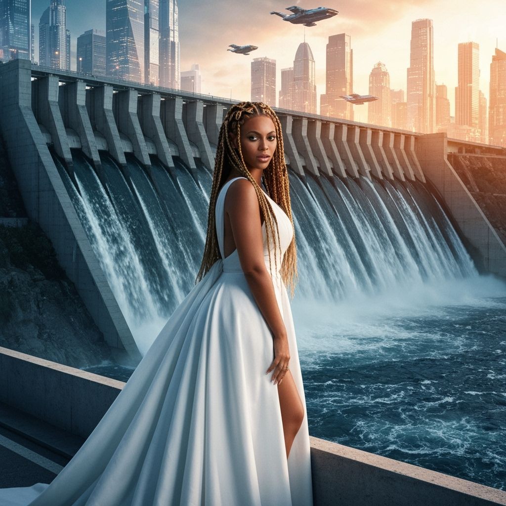 Beyoncé at a Futuristic Dam