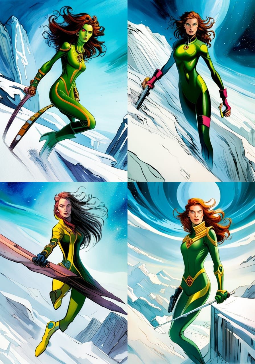 Rogue from X-Men in Sci-Fi Comic Art