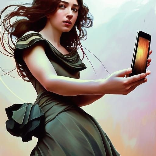 Girl's Selfie in Style of Classic Portraiture