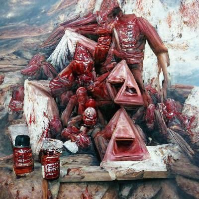 Macabre Pyramid of Blood and Body Parts