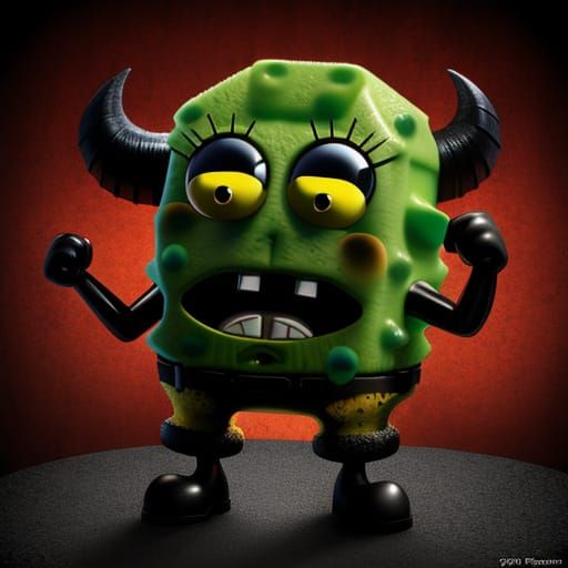 Muscular Spongebob Demon in Kinky Style