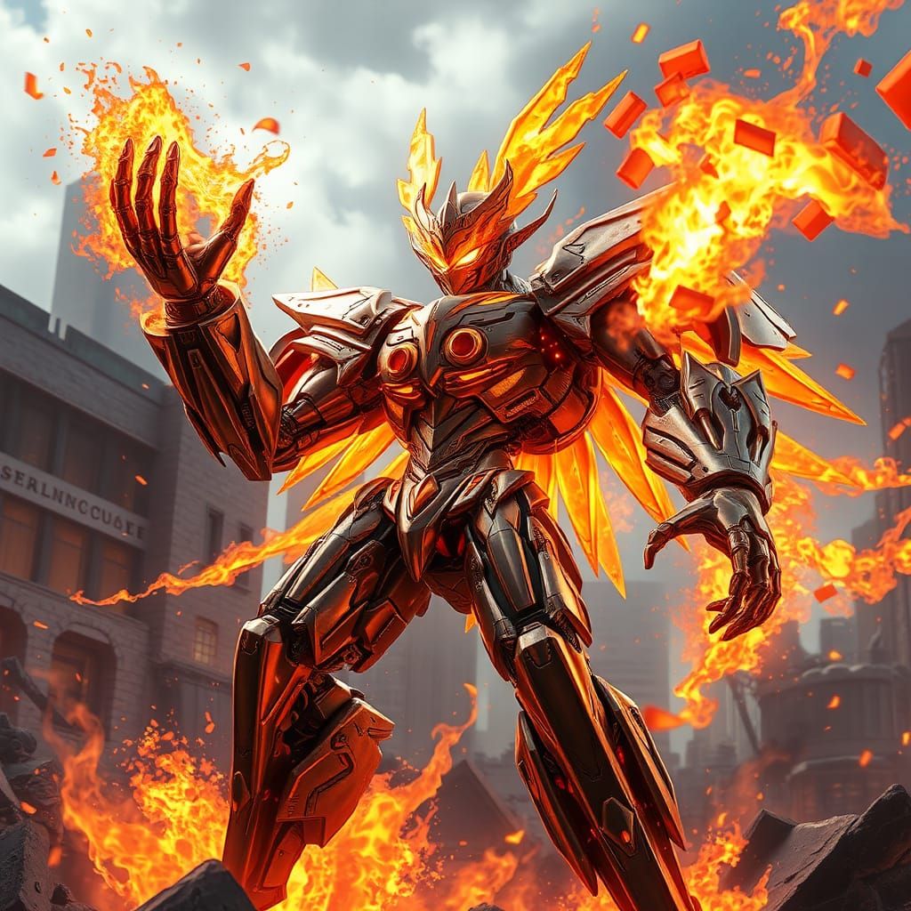 Giant Robot Firestorm in Anime Style