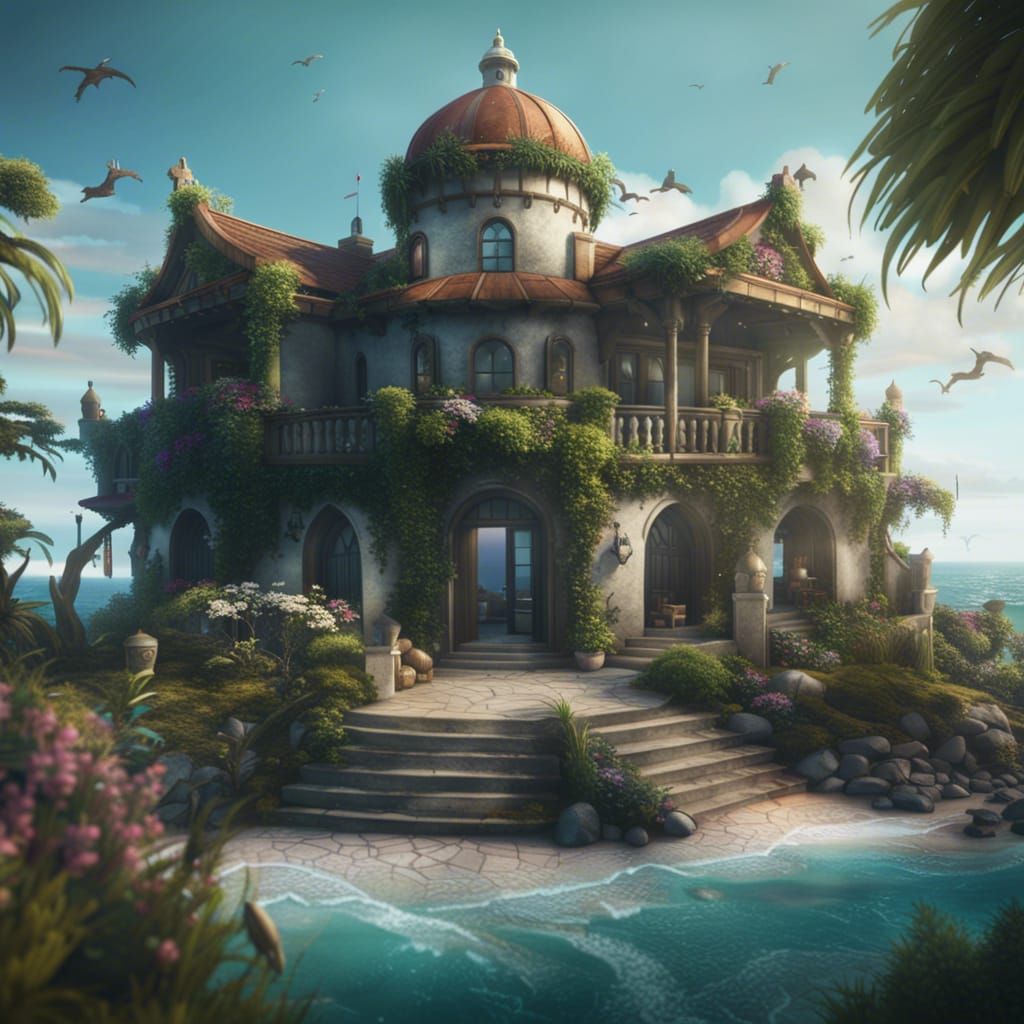 Lush Seaside Villa with Eagle Banners