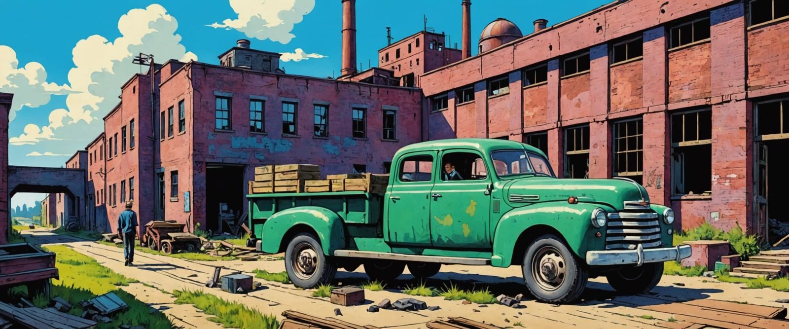 Exploring Industrial Wasteland in Comic Book Style