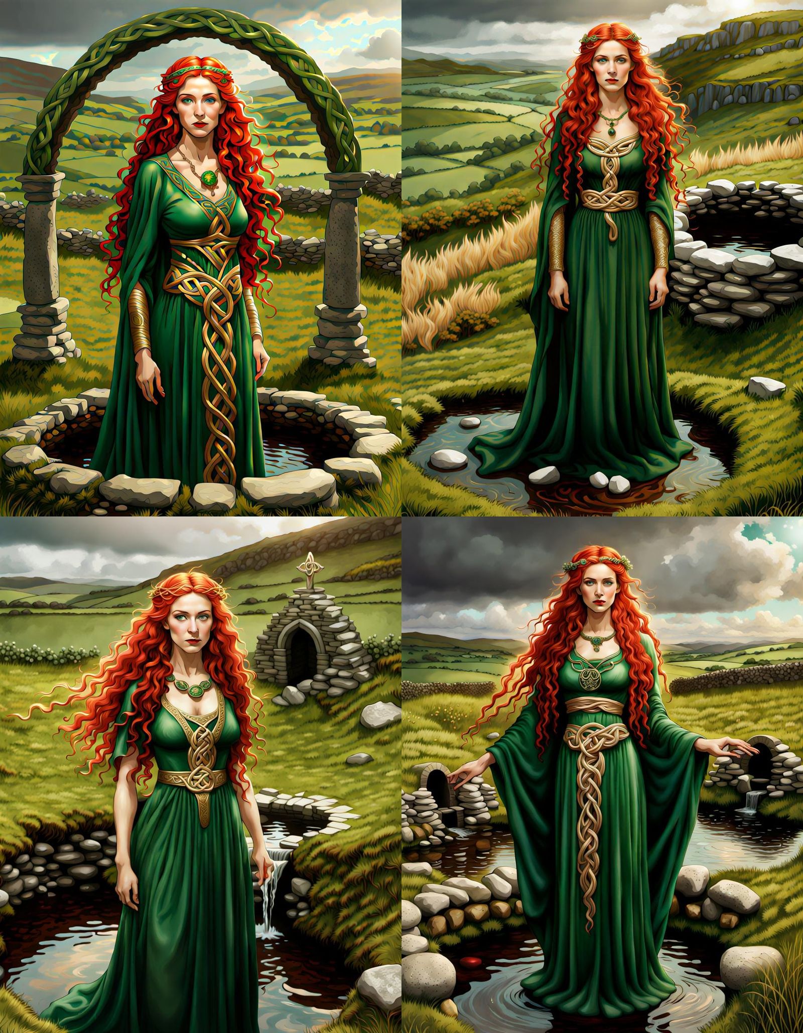 Goddess Brighid at Sacred Well in Photorealistic Style