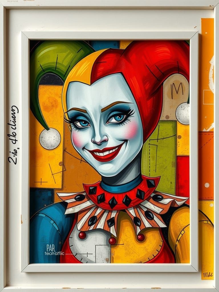 Harley Quinn in Cubist Glitch Art Style