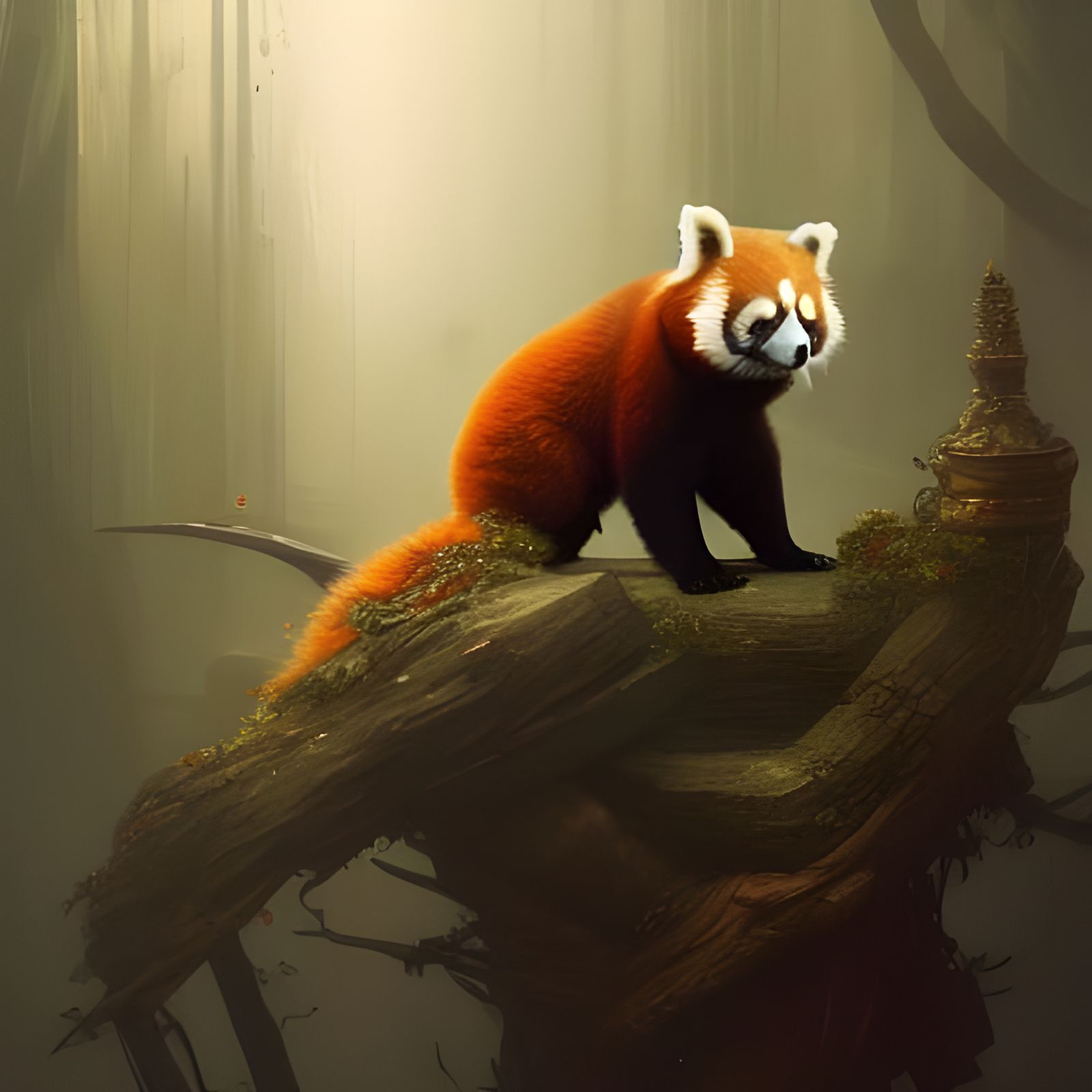 Hyperdetailed Red Panda in Dark Fantasy Style