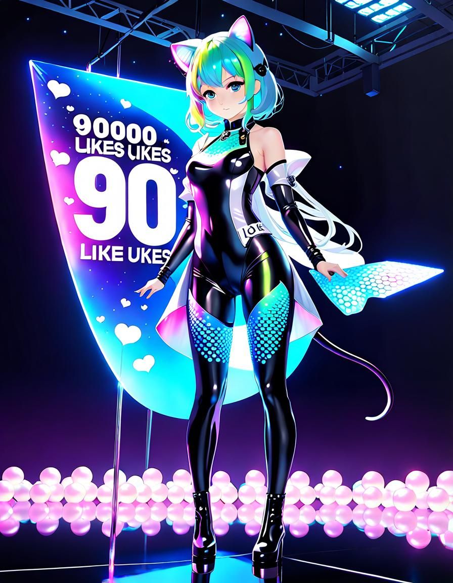 Iridescent Latex Figure in Anime Art Style