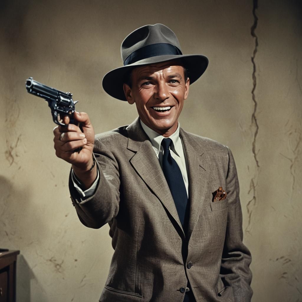 Cinematic Film Still of Frank Sinatra with Whisky