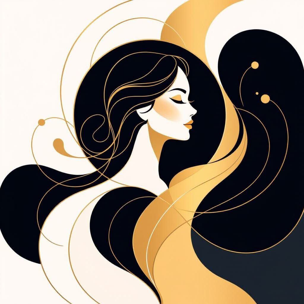 Elegant Minimalist Logo Design: Golden Female Profile