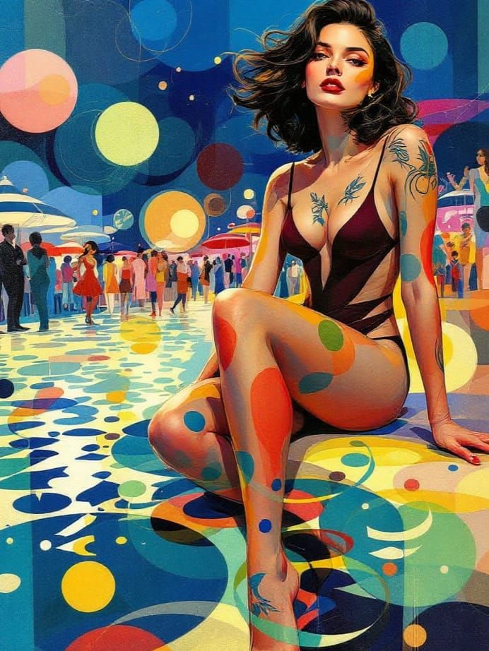 Syncopated Color Rhythms of a Jazz Age Pin-Up Woman