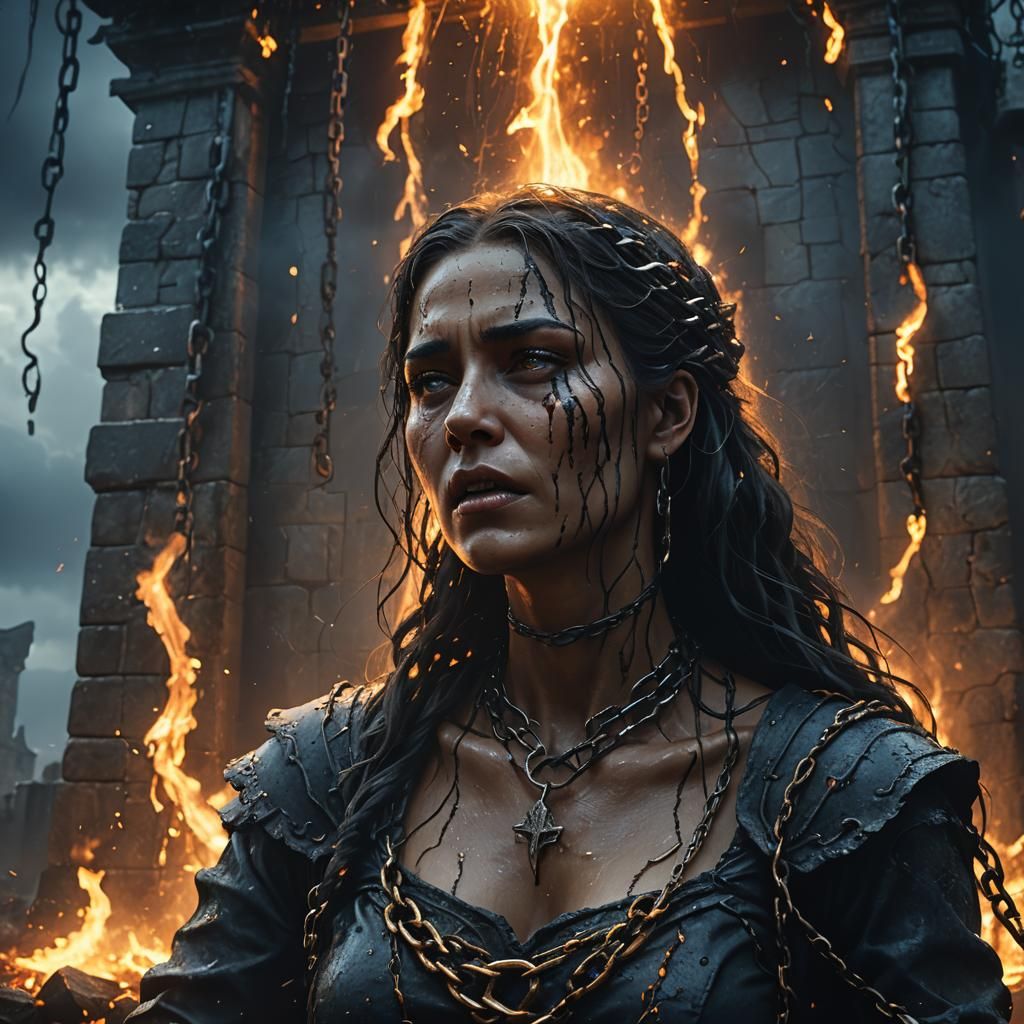 Crying Damned Soul in Dark Fantasy Art