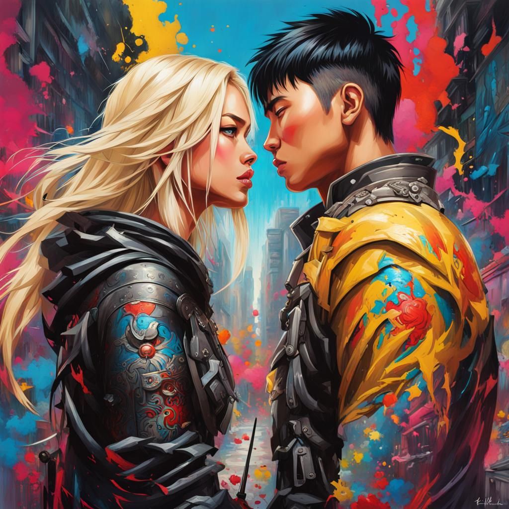 Graffiti Art: Blonde Warrior and Chinese Boy