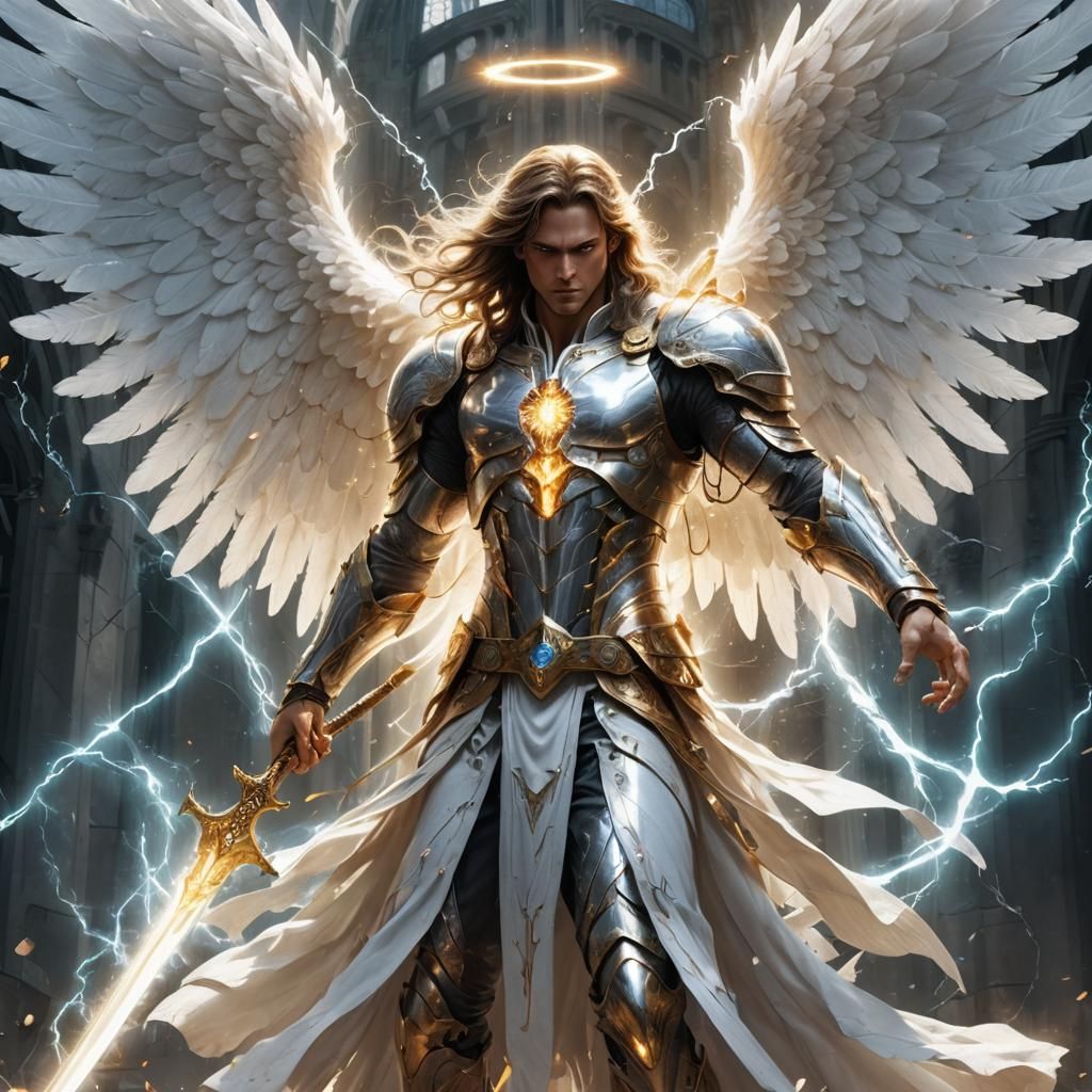 Electroluminescent Angel of Light: Anime Style 3D Render