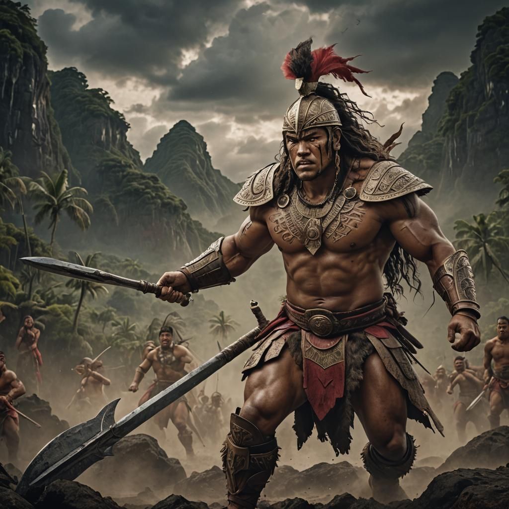 Muscular Tongan warrior