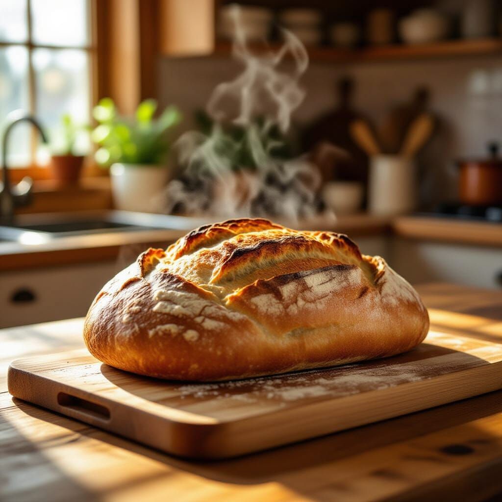 Freshly baked loaf of bread