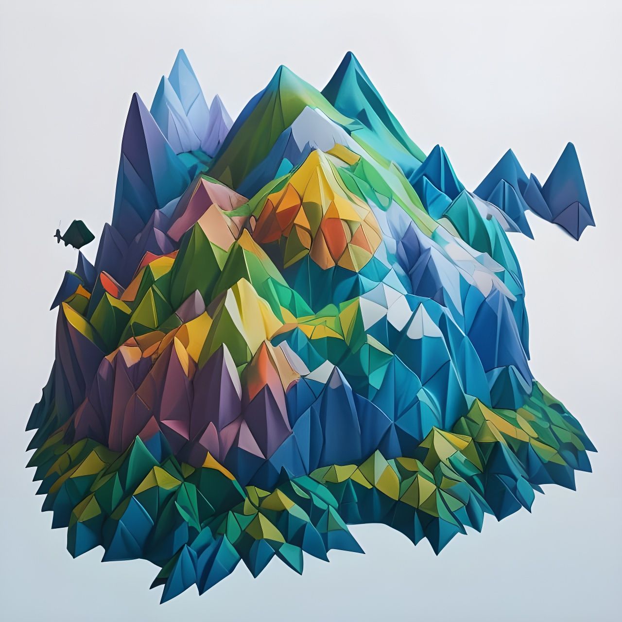 Origami Mountain Landscape in Photorealistic Style