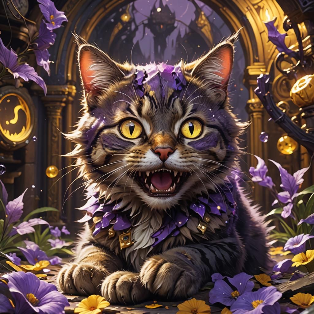 Cute Cat with Horrible Teeth: Dark Fantasy Art