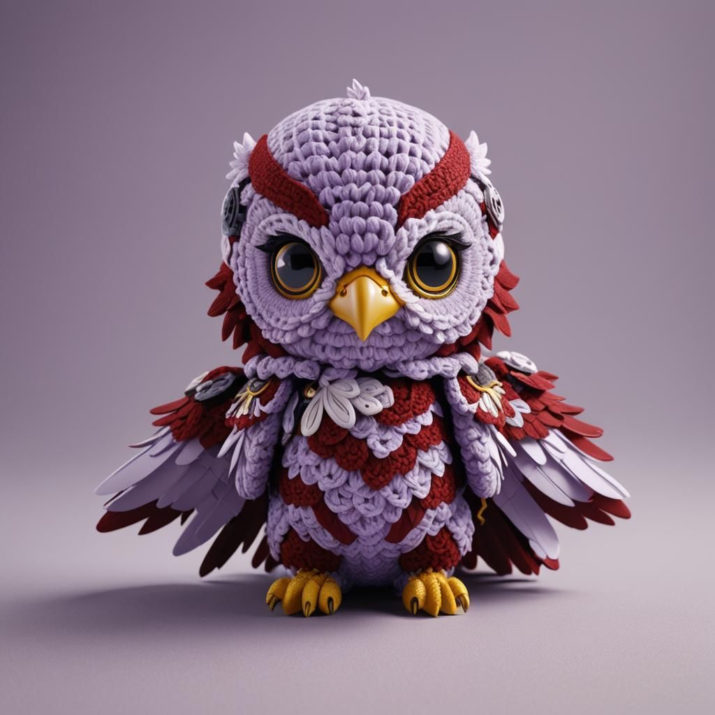 Cute Chibi Falcon Crochet Plushy in 3D Anime Style