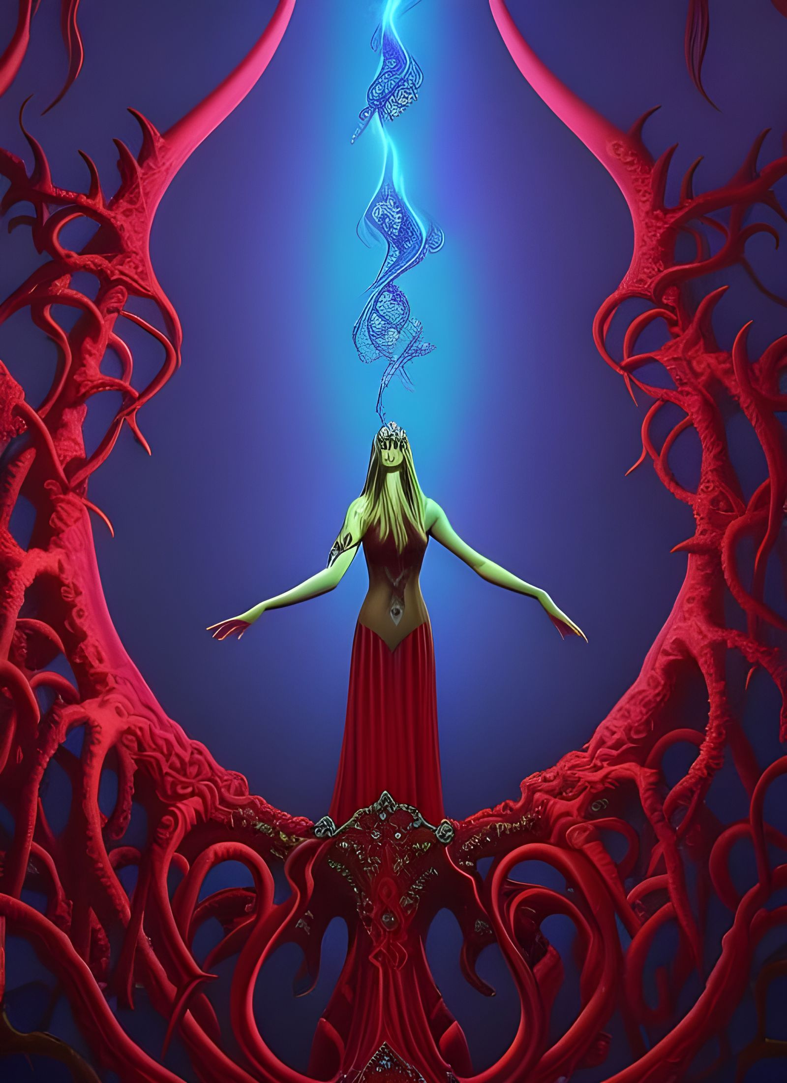 Bioluminescent Fractal Goddess of Eldritch Horror