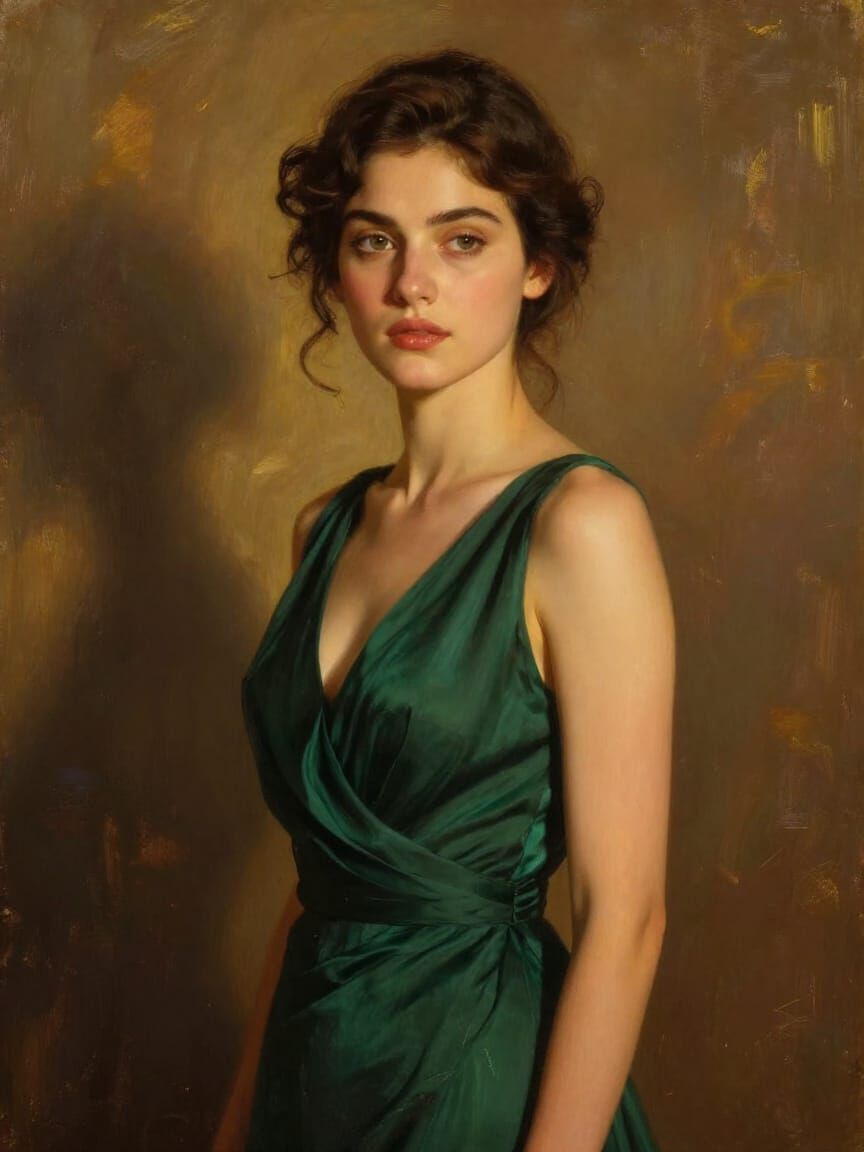 Painterly Portrait of Woman in Golden Hour Light