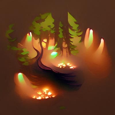 Ethereal Glowing Light in Smoky Woodland