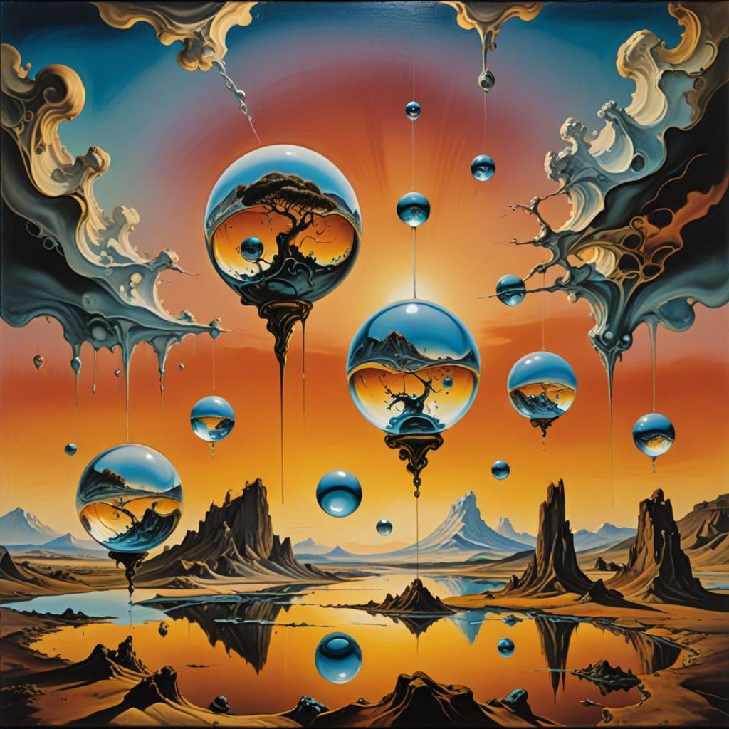 Glass spheres in sunrise