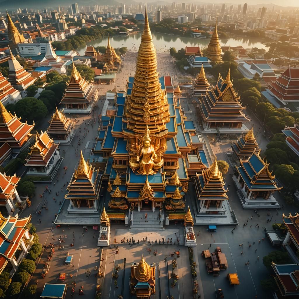 Majestic Quan Yin Temple in Thailand: Digital Art