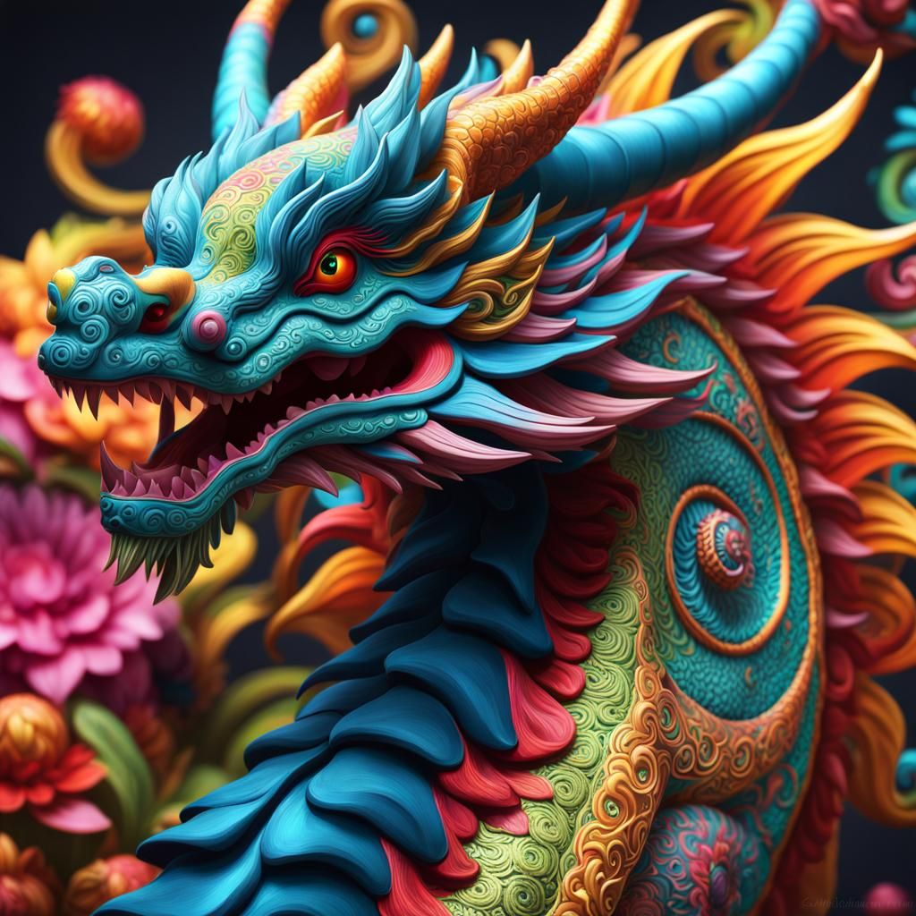 Candy Art Dragon with Filigree Details